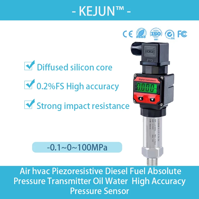 

LCD Digital Pressure Transmitter 4-20mA 0-10V M20*1.5 Pressure Transducer Sensor 0-60Mpa Pressure Instrument DC24V With 304SS