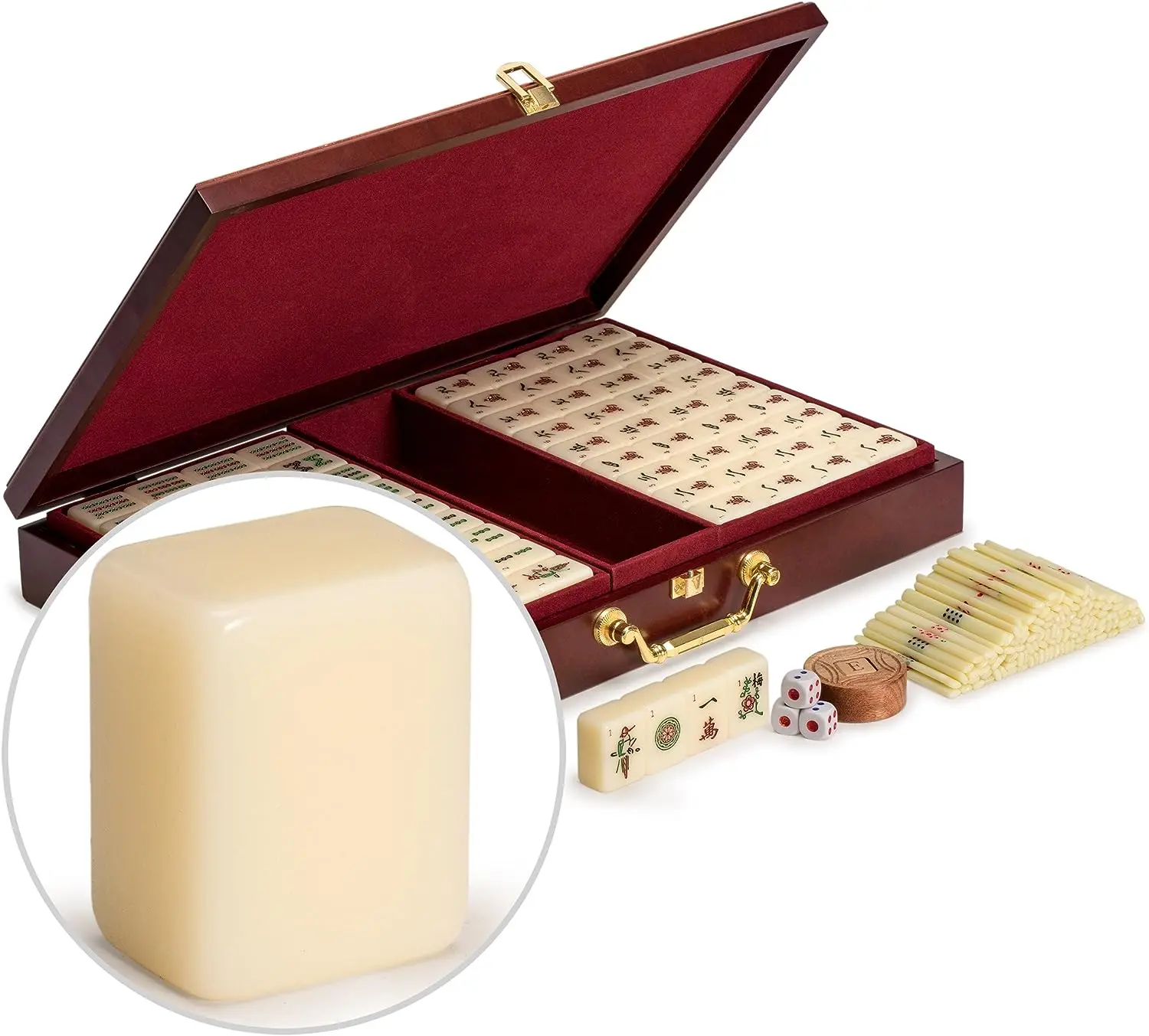 

Chinese Mahjong Game Set, The Classic - with 148 Medium Size Tiles and Vintage Rosewood Veneer Case (for Chinese Style Game )