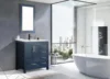 36" Bathroom Vanities Cabinet with Sink Combo Set Undermount Ceramic Sink w/Thickened Wood Matte Black Faucet Navy Blue 2