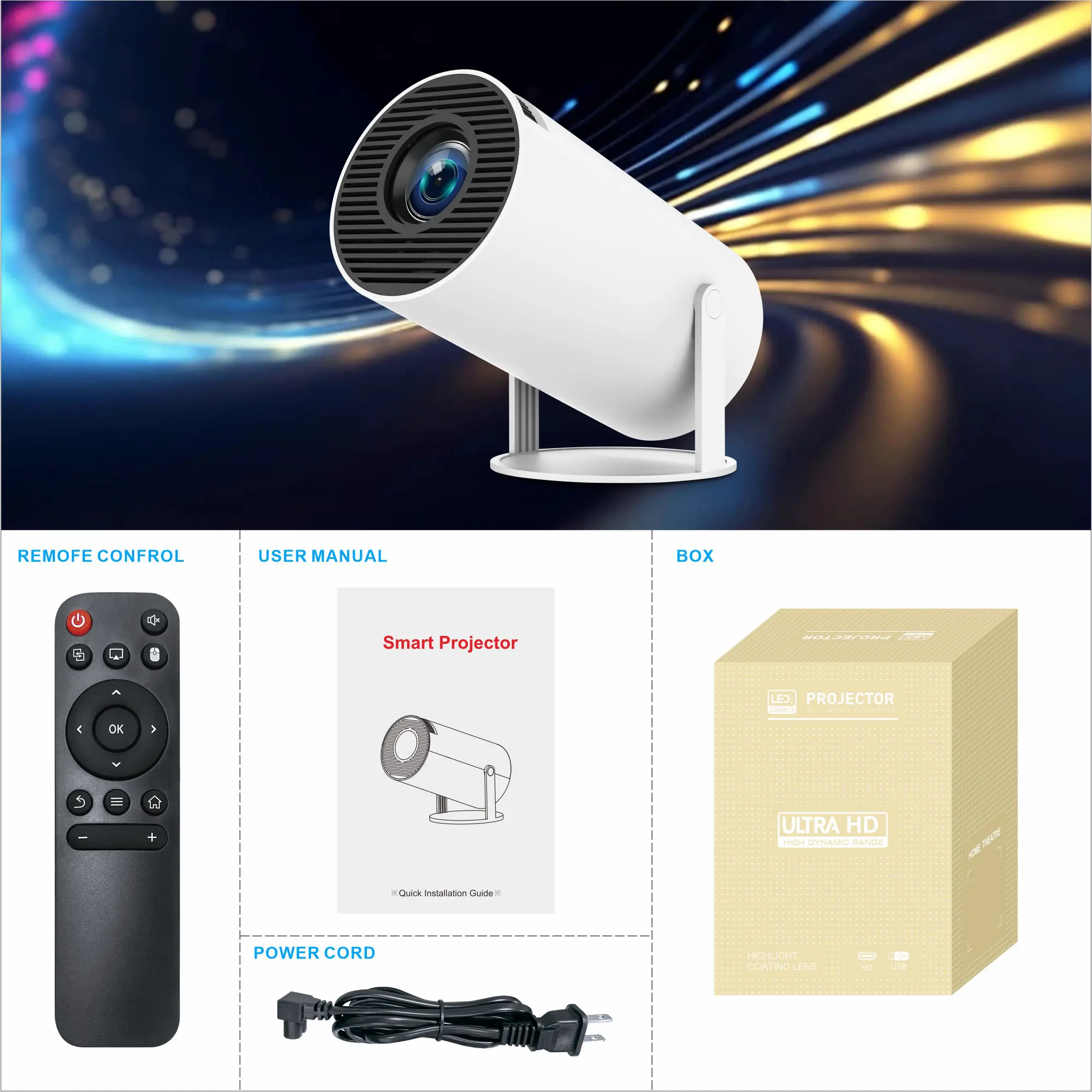 Salange HY300 Pro Mini Projector LED Android 11.0 4K Full HD 720P Support 2.4G&5G WIFI Accessories and Host Two Parts images - 6