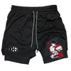 Anime IPPO Compreesion Shorts for Men Gym Workout Running Athletic 2 in 1 Performance Shorts with Pockets Activewear 2