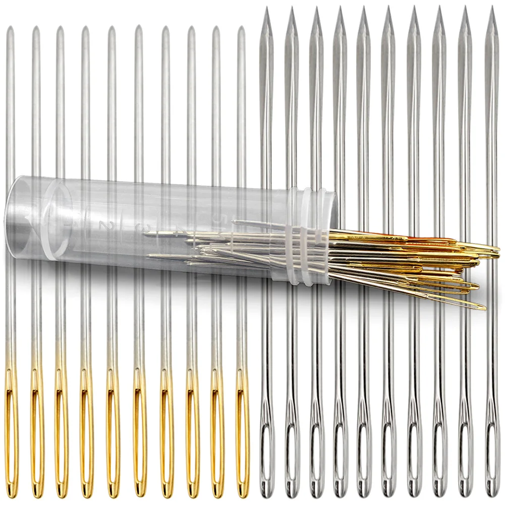 Leather sewing needles Round Head Blunt Pint Pointed Prism Sharp Tool for Embroidery Stitching Big Eye
