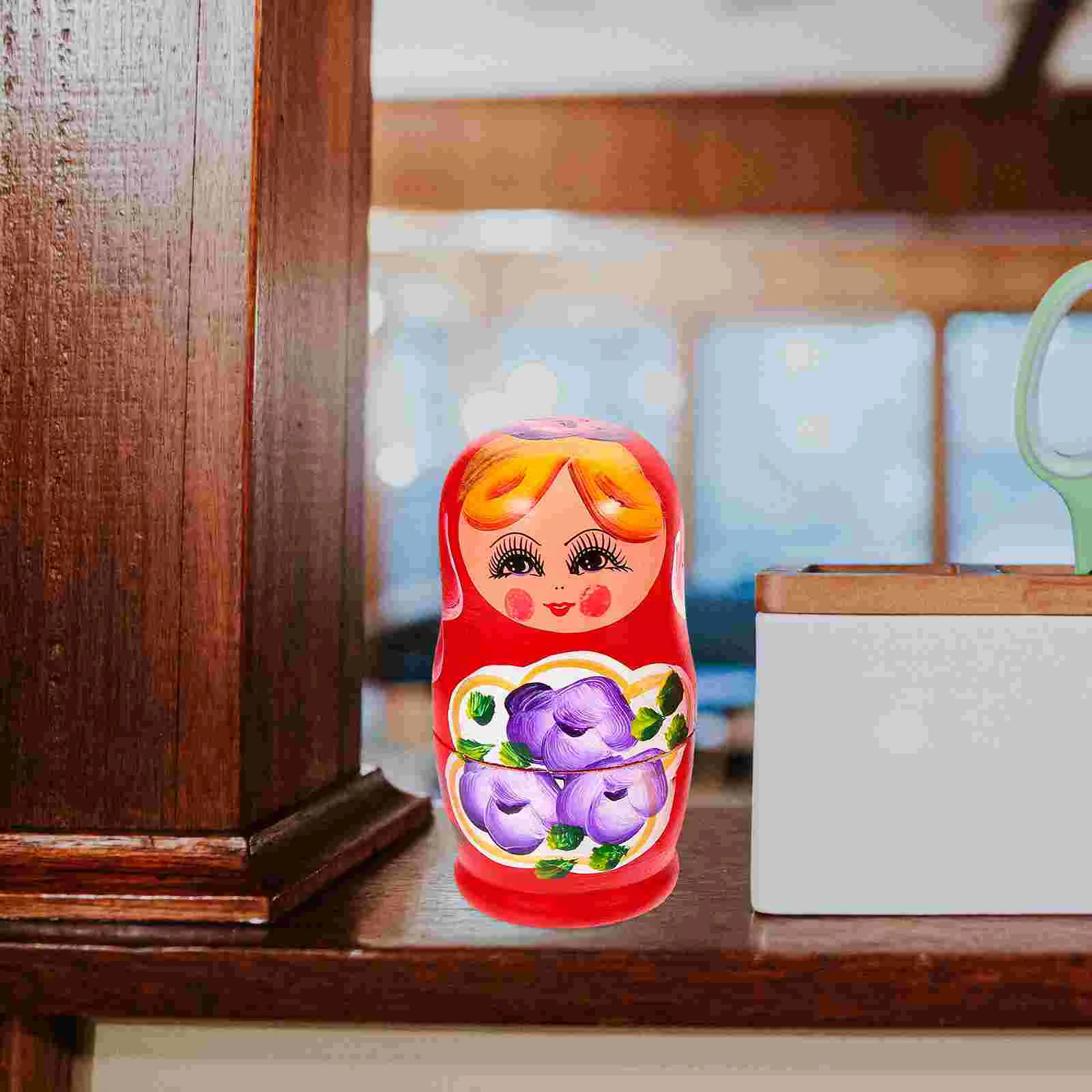 

Matryoshka The Gift Russian Wood Color Painted Toy Decorate Kids Wooden Hand Child