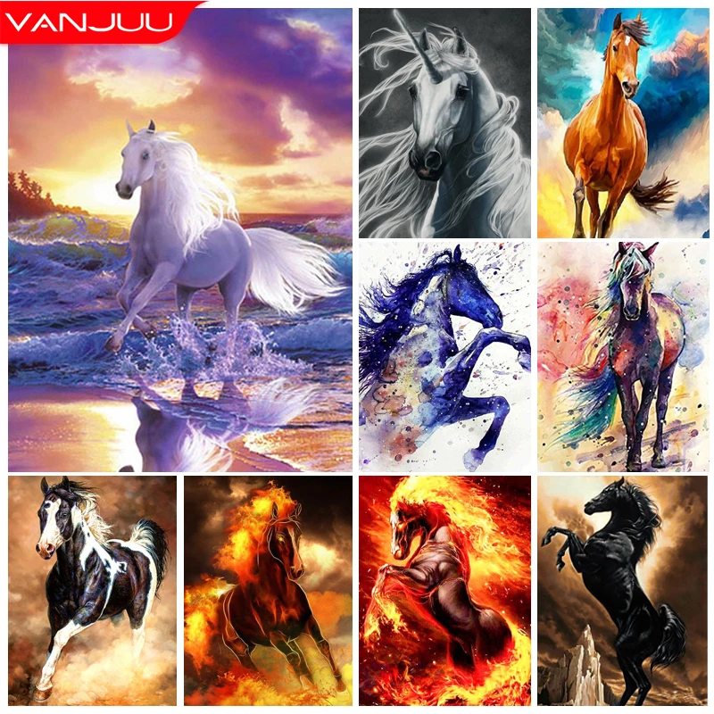 

Animals 5D Diamond Fire Horse DIY Diamond Painting Art Mosaic Full Drill Diamond Embroidery Painting Home Decor