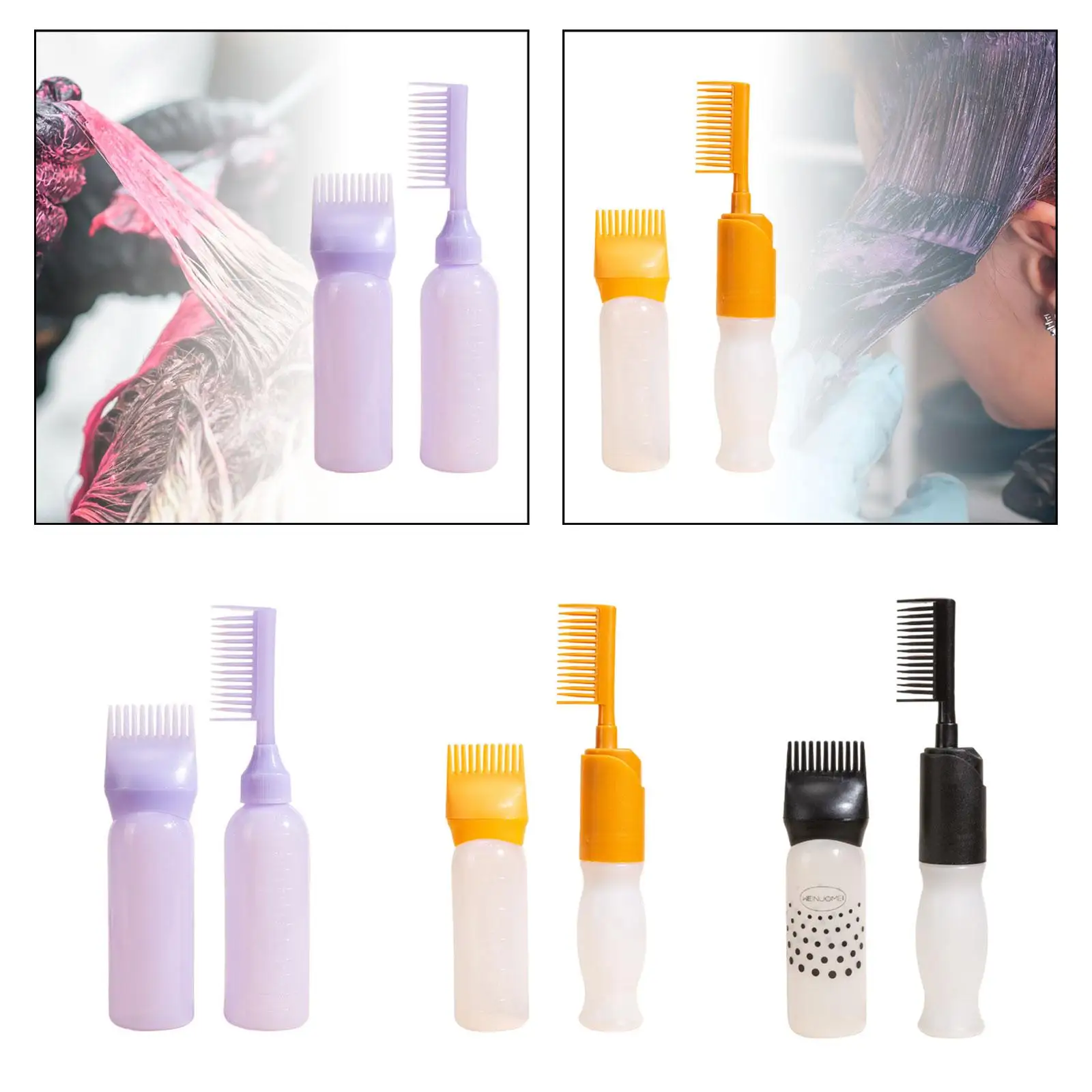 2x Root Comb Applicator Bottle Empty Hair Oil Applicator Brush Easy to Clean