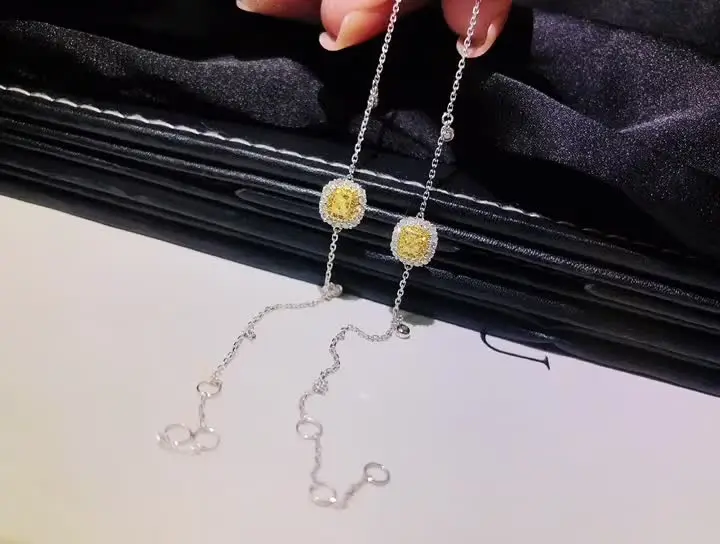 XCL fashion pure real gold au750/18k natural yellow diamond chain bracelet jewelry  lady daily wear  party brithday gift
