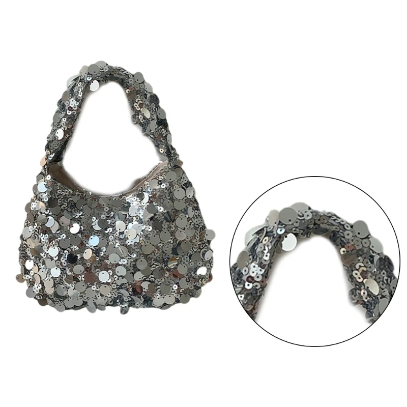 Fashionable Sequined Handbag Lightweight Women Evening Purse Glitter Casual Bag for Women Add Charm to Your Look E74B