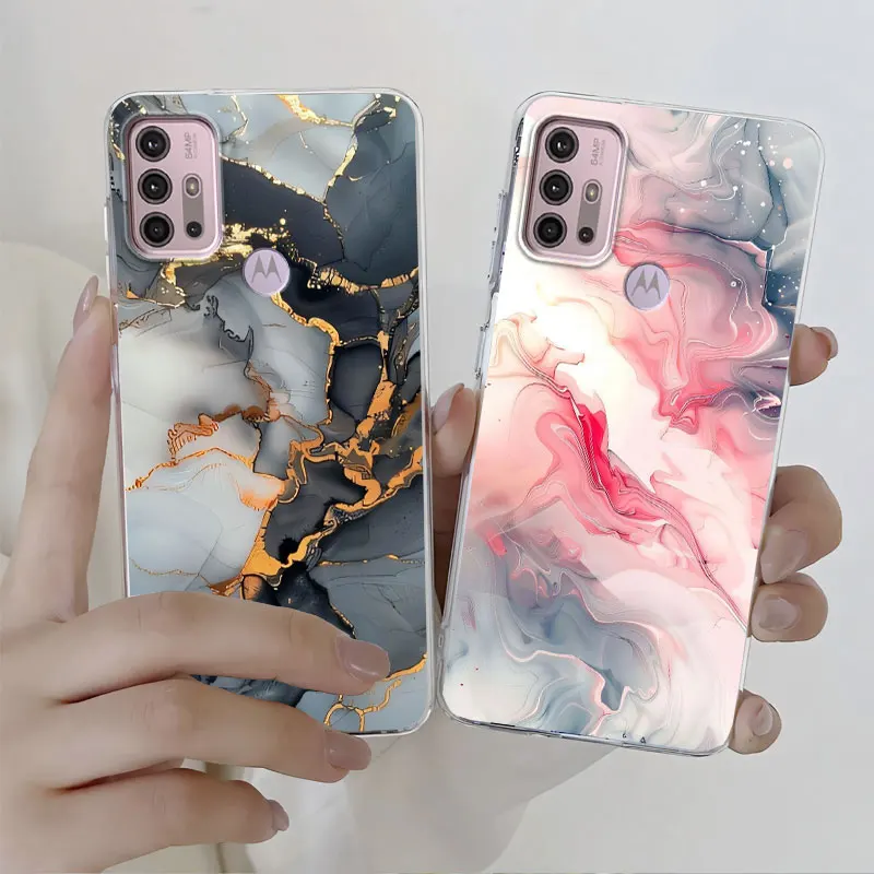 Cartoon Marble Floral Soft Silicone Protective Phone Case Cover
