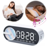 Quiet Wireless Bluetooth Speaker Alarm Clock RGB TWS USB LED Mirror Digital Clock FM Large Display Living Room Office Decoration 1