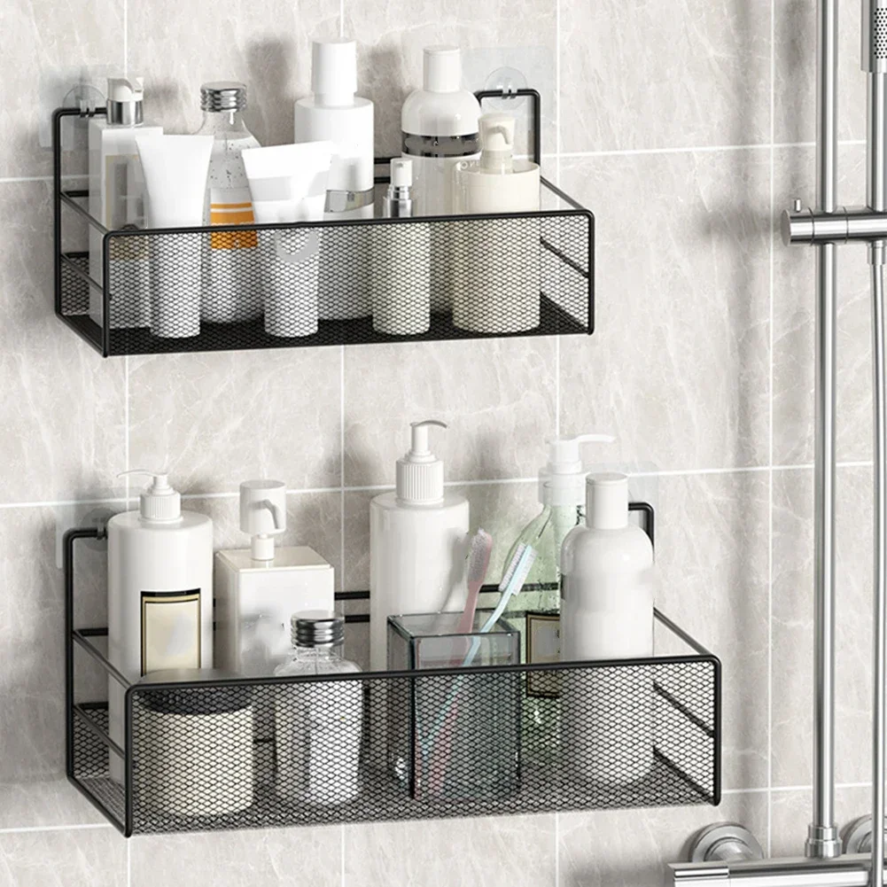 Punch-free Bathroom Self-stickers Rack Bathroom Shelf Toilet Space Storage Hang Basket Rack Organizer Hang On The Wall