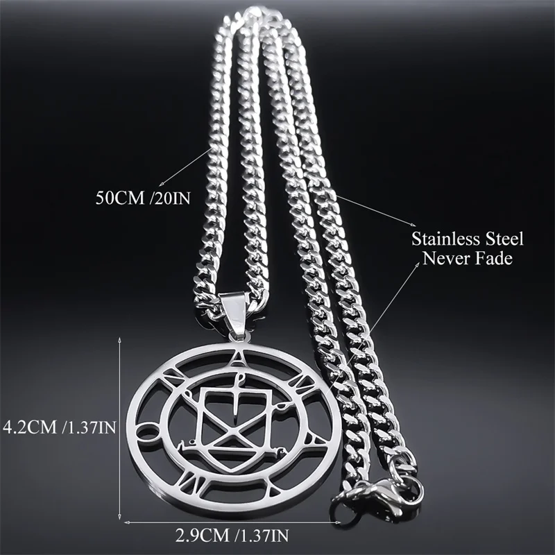 Amaymon Lucifer Stainless Steel Silver Necklace