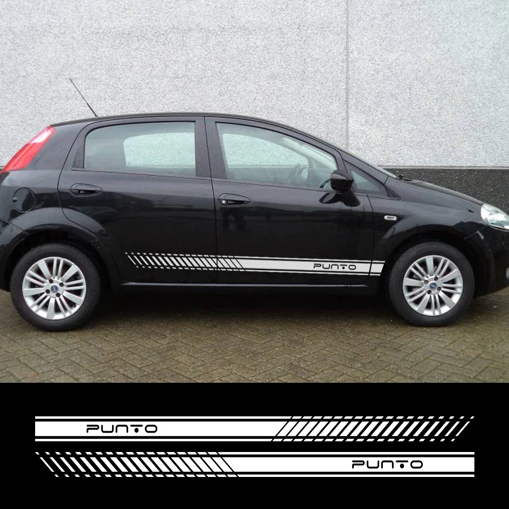 2 Pezzi Adesivi Per Strisce Laterali Lunghe Per Auto Decalcomanie Per Pellicole In Vinile Per Auto Fai Da Te Per Fiat Punto Decorazione Per Automobili