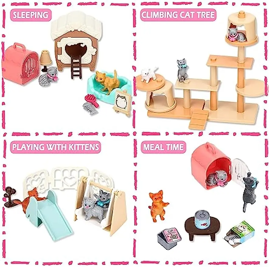 Interactive Children's Cat Toy Set - Pretend Play Cat Character Care Center