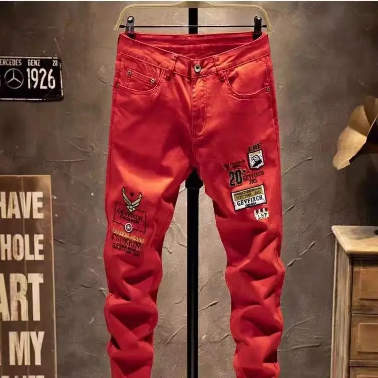 2025 Men's Jeans Korean Spring Autumn Clothes New Men Trousers Fashion Casual Straight Leg Slim fit Style Stretching Pants 4