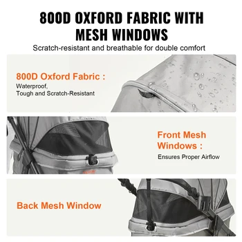 VEVOR Pet Stroller Carrier Dog Cat Strollers Lightweight Travel Rotate with Brakes Pet Pad Cup Holder for Puppy Dog Accessories 4