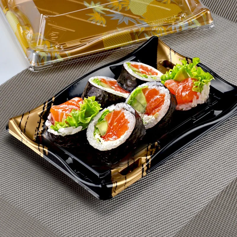 

Customized productLuxury japanese eco friendly to go disposable salmon takeout trays takeaway plastic packaging sushi box tray