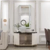 48" x 24" Crush Diamond Wall Mirror Large Decorative Glam Silver Vanity with Beveled Glass Sparkly Crystal Frame Edge 3