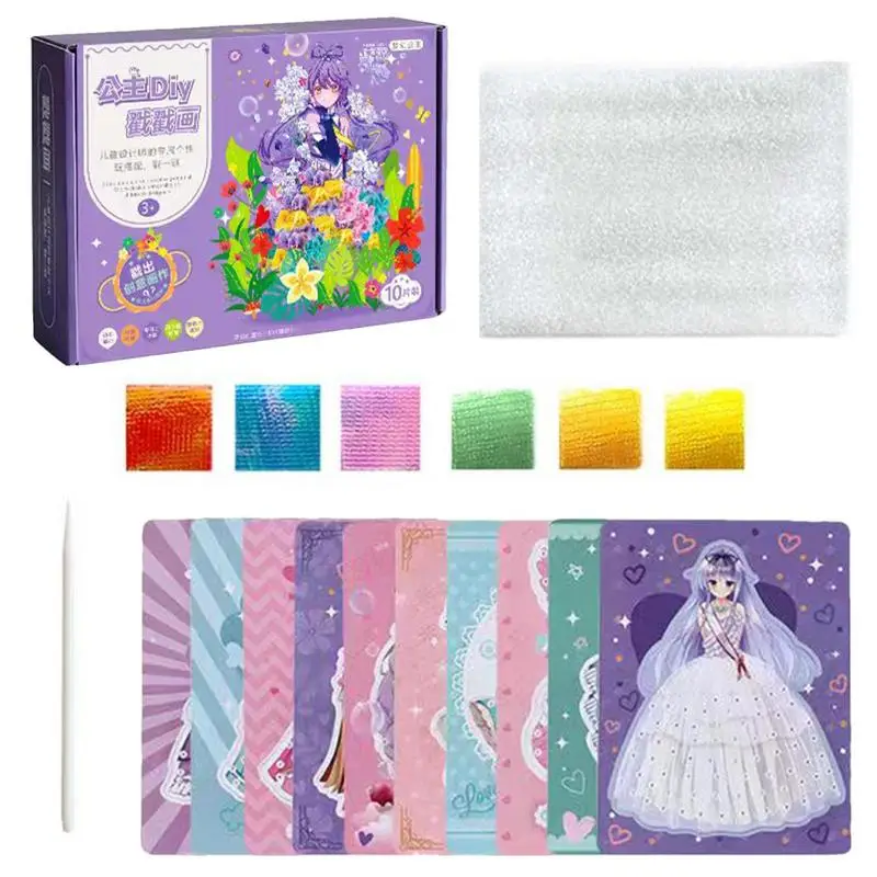 Princess DIY Poke Painting Kit Kids Toys Girls Dream Princess Dress Up Sticker Book Children Montessori Handmade DIY Poking Toys