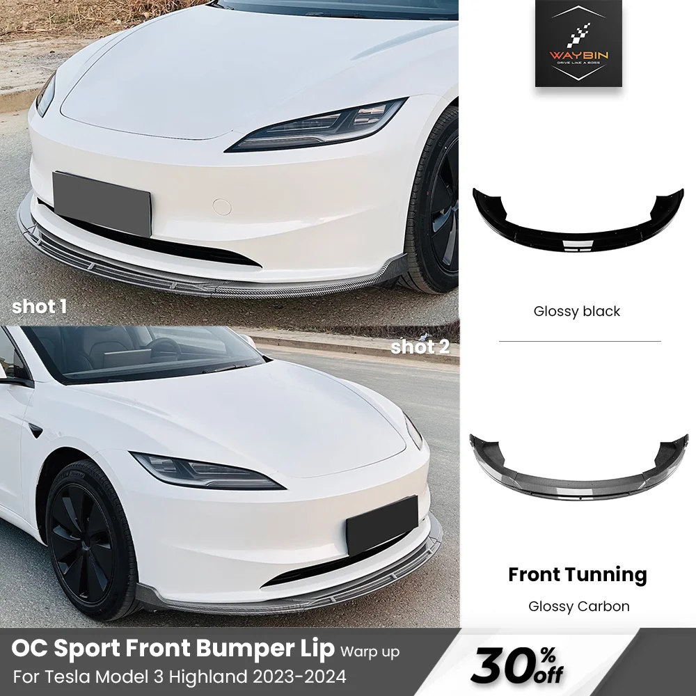 

For Tesla Model 3 Highland Front Bumper Lip Glossy Deflector Chin Guard Trim Cover Modified Body Kit Diffuser For Model 3 2024