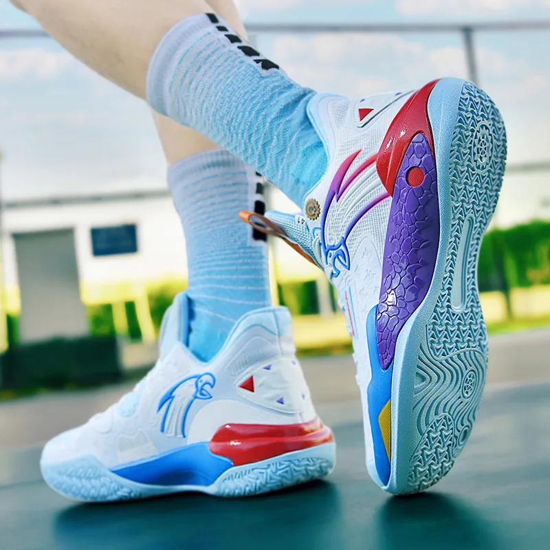 男性と女性のためのプロのバスケットボールシューズ,発光ピンクの