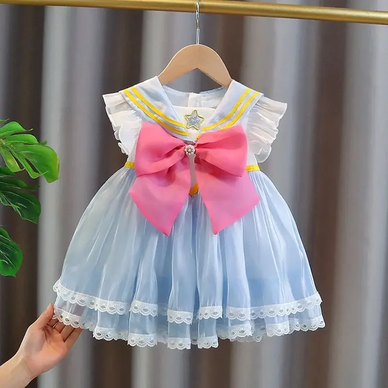 

2024 Girls Baby Summer Tutu Dress Fashion Big Bow Lolita Birthday Party Dresses Girl Kids Princess Vestidos Children Clothes