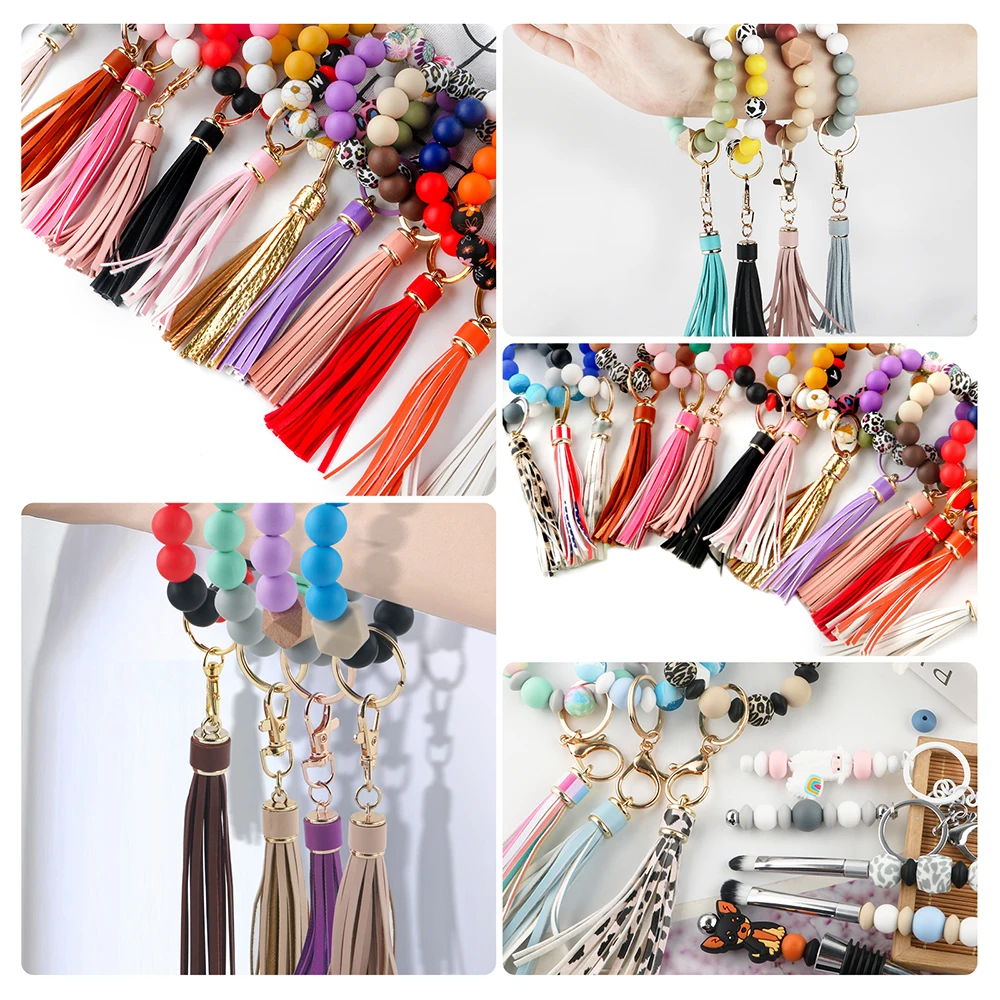 4pcs 85mm Leather Tassel Key Chain Hand Bag Hanging Pendant Ornaments Gift Keyring Jewelry Diy Decoration Bag Tassel Accessories