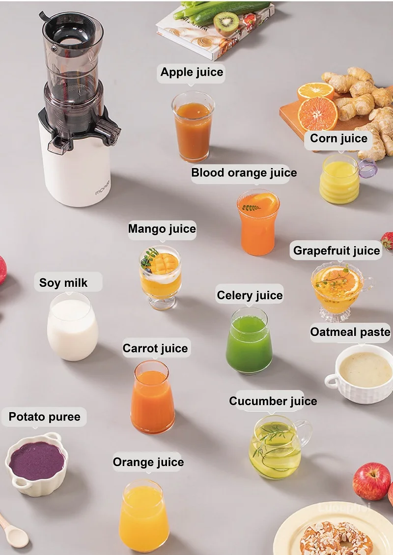 200W Electric Slow Juicer Automatic Large Caliber Original Juicer Orange Celery Juicer Residue Juice Separation Fruit Juicer 2L 3