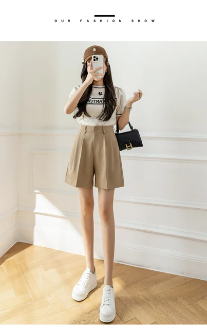 High Waist Short Pants Women New Arrival 2023 Summer Fashion Korean Style  Solid Color All-match Office Lady Casual Shorts W1265 - AliExpress