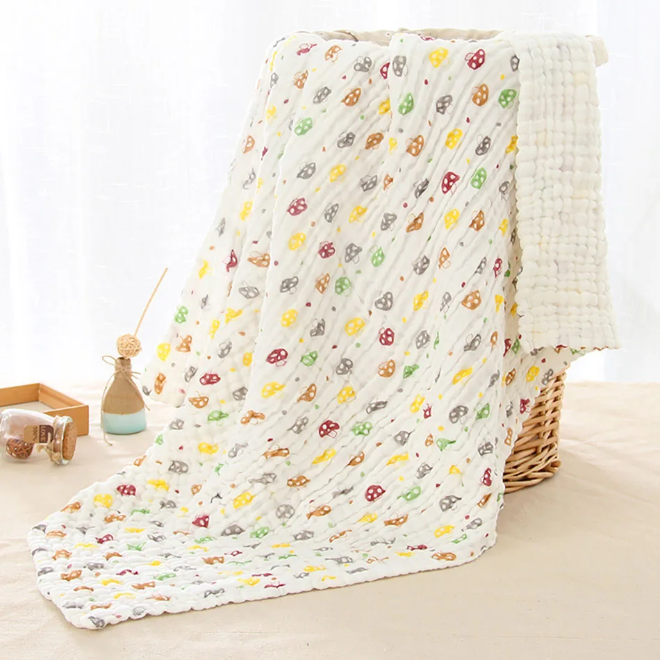 Thicken and Plush 6 Layer Cotton Muslin Baby Blankets Ultra Soft for Newborns Great Sitable Air Conditioning Rooms and Snuggling 1