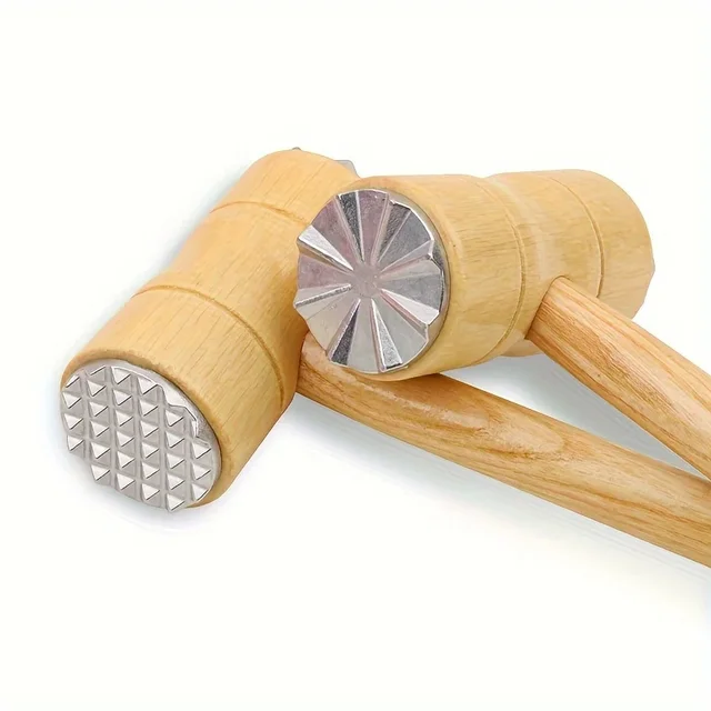 Versatile mazzuolo per carne con manico in legno bifacciale: perfetto per l'allentamento di bistecche e la rottura sinusoidura, gadget da cucina essenziali 5