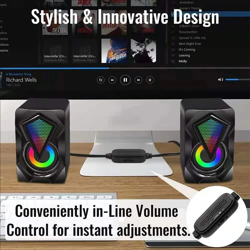 X2 Computer Speaker Illuminated Desktop Laptop Multimedia Mini Wired RGB Speaker computer speaker,desktop speakers