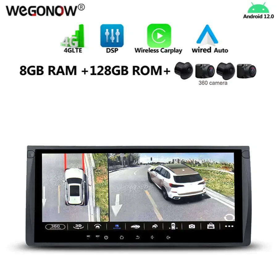 

Android 12,0 360 Carplay авто 8G + 128G LTE DSP автомобильный DVD-плеер GPS WIFI Bluetooth радио для BMW E39 X5 E53 Range Rover 1995-2007