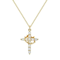 Light Luxury Pave Zircon Cross Necklace | Gold/Silver Dual-Tone | Unique Versatile Daily Jewelry