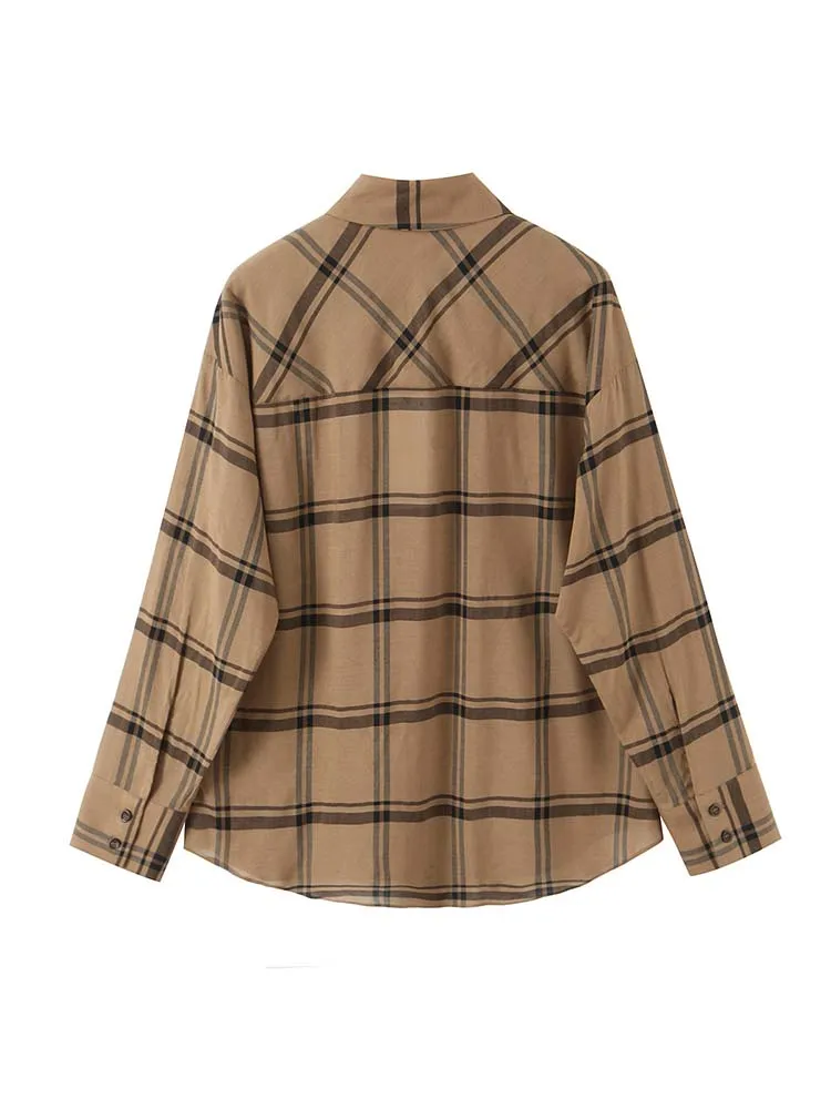 Chic Fashion Simple Style Shirts for Women 2025 New Fashion Long Sleeve Women's Casual Loose Plaid  Shirt And Blouse Woman