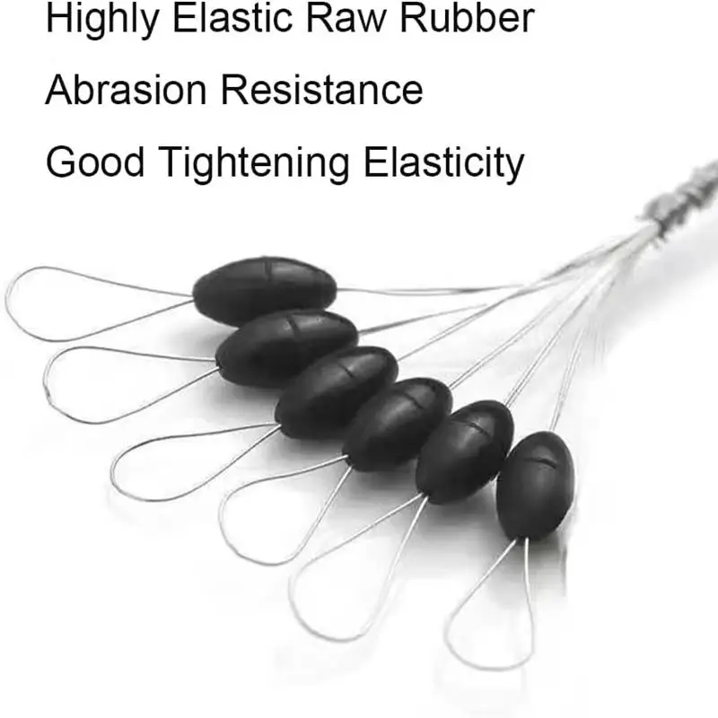 60PCS 10 Group Set Rubber Space Beans Oval Stopper Fishing Bobber Fishing Accessories Spinner Bait Tool fishing bobber