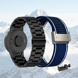 Garmin Venu Series Band Set: Stylish Metal & Versatile Nylon Straps - 2 - Pack (Black - Blue)