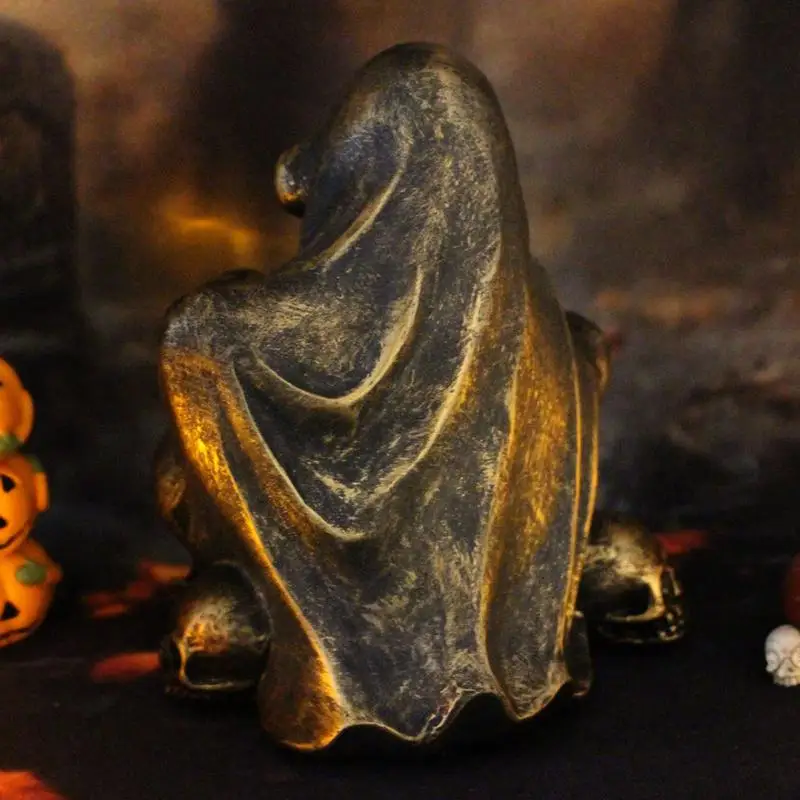 

Статуя призрака Grim Reaper, статуя призрака без лица с лампой Grim Death Ghost, скульптура, страшные фигурки ужасов для Хэллоуина, домашней комнаты