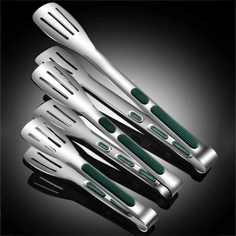 7/9/11 Inch Long Bbq Tongs Non-Slip Handle Stainless Steel Fried Barbecue Clip Salad Bread Clamp Kitchen Tools Meat Food Clips