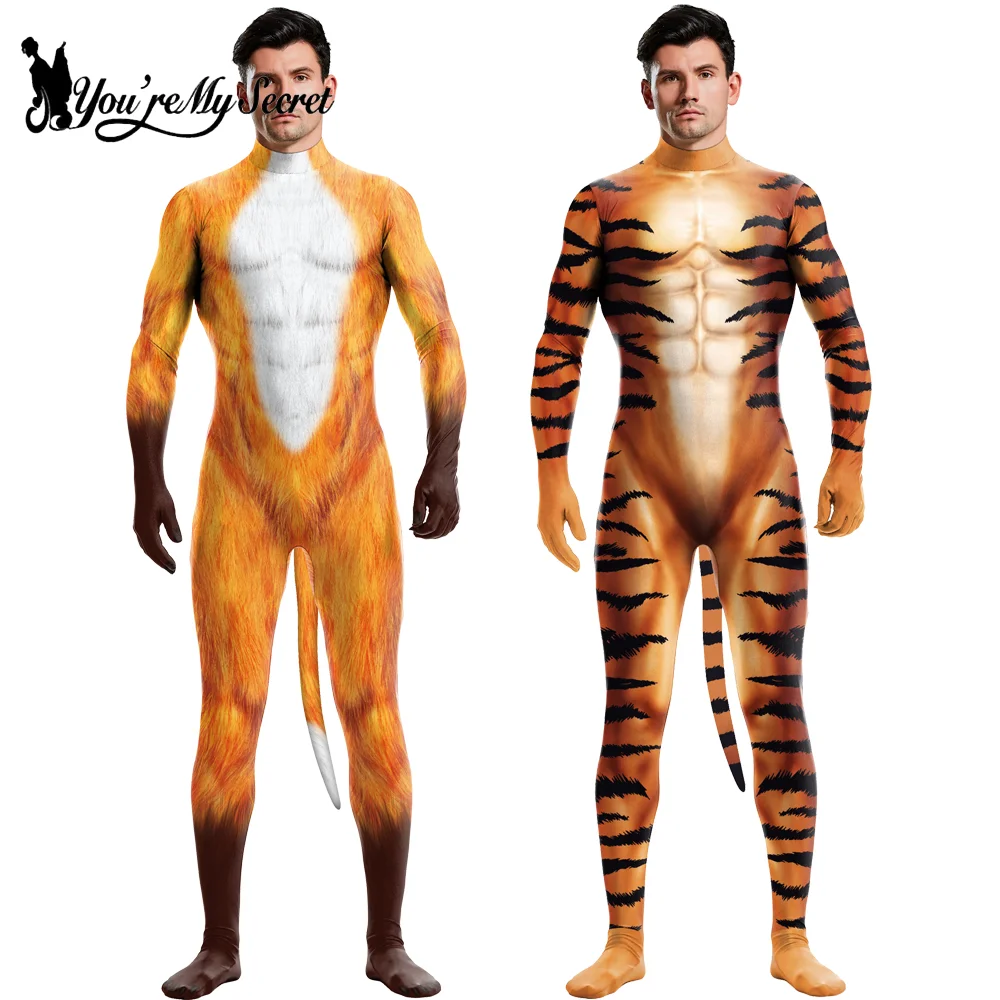 Halloween Adults Unisex Animal Leopard Fox 3D Printed Cosplay Costume Outfit Carnival Festival Bodysuits Crotch Zipper Catsuit