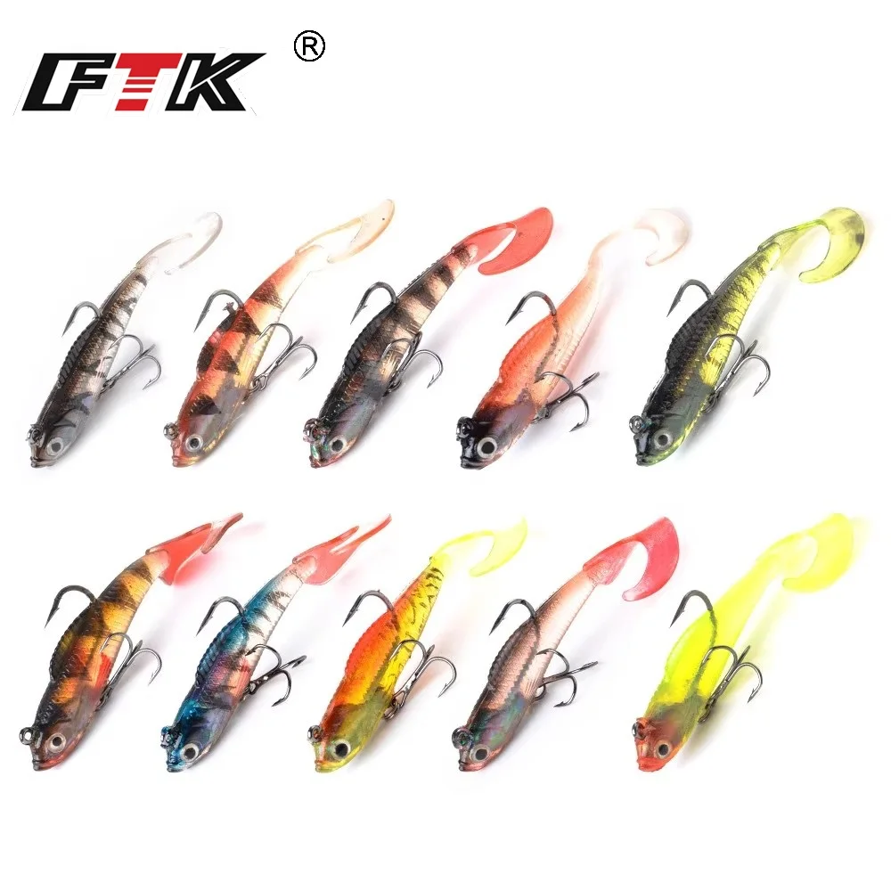 FTK 4,5/8,5/21g Jig Köpfe Weiche Silikon Köder Grub Angeln Lockt 6/8/10 cm sinkende Wobbler Swimbait Künstliche Angeln Köder