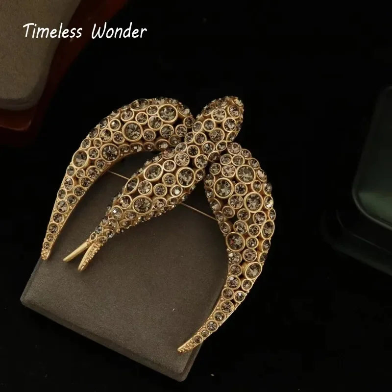 

Timeless Wonder Fancy Zircon Geo Bird Brooch Pins for Women Designer Jewelry Goth Runway Trendy Rare Medieval Top Gift 5341