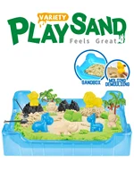 Moldable Play Sand Kit, Colorful Beach Sand, Magic Sand Art Kit with Sandbox Storage 300-500g for Choice Sensory Toys for Kids 2
