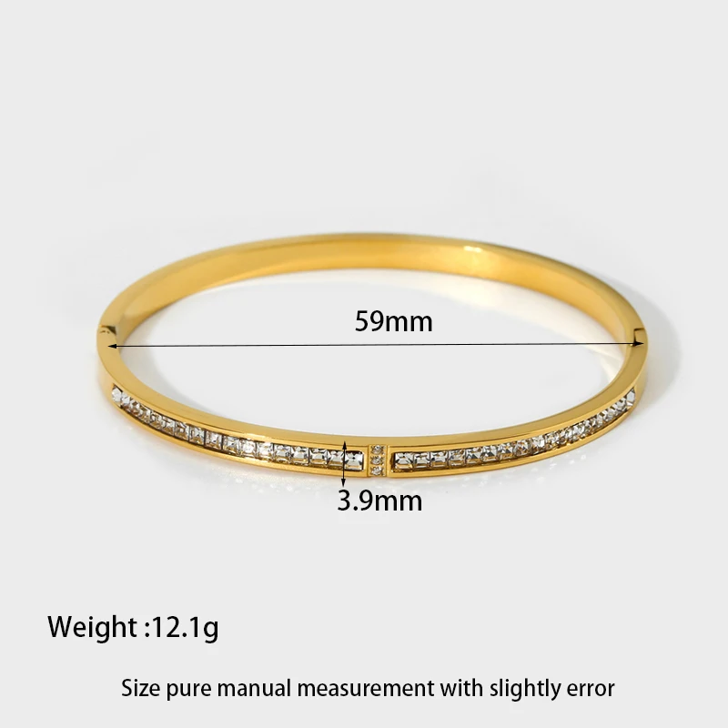 Light luxury Cubic Zirconia Bangles 18K Gold Plated Stainless