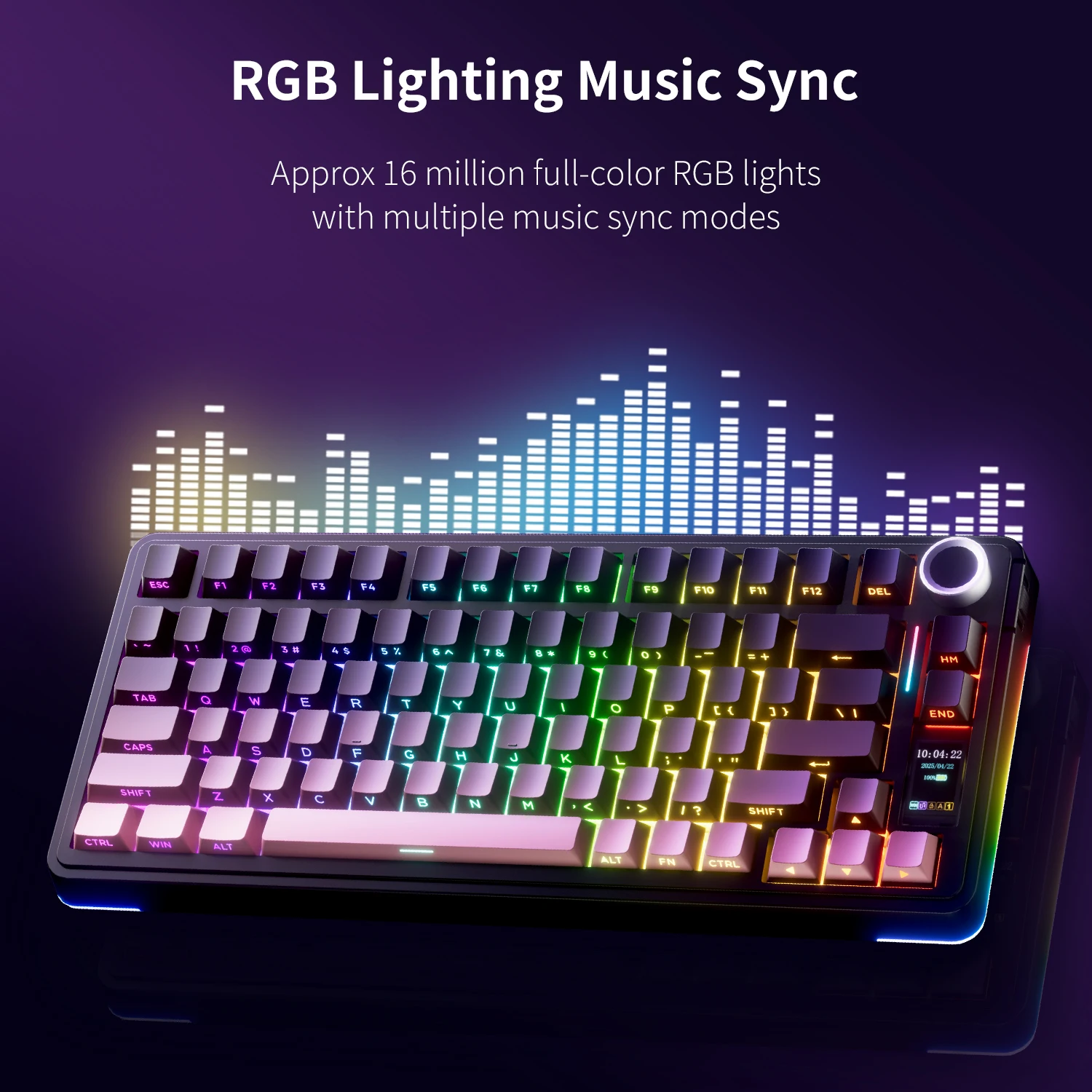 AULA S75 PRO Mechanical Keyboard 75% Custom Layout RGB Backlight Wireless Bluetooth Gaming Keyboard with Screen Knob 5