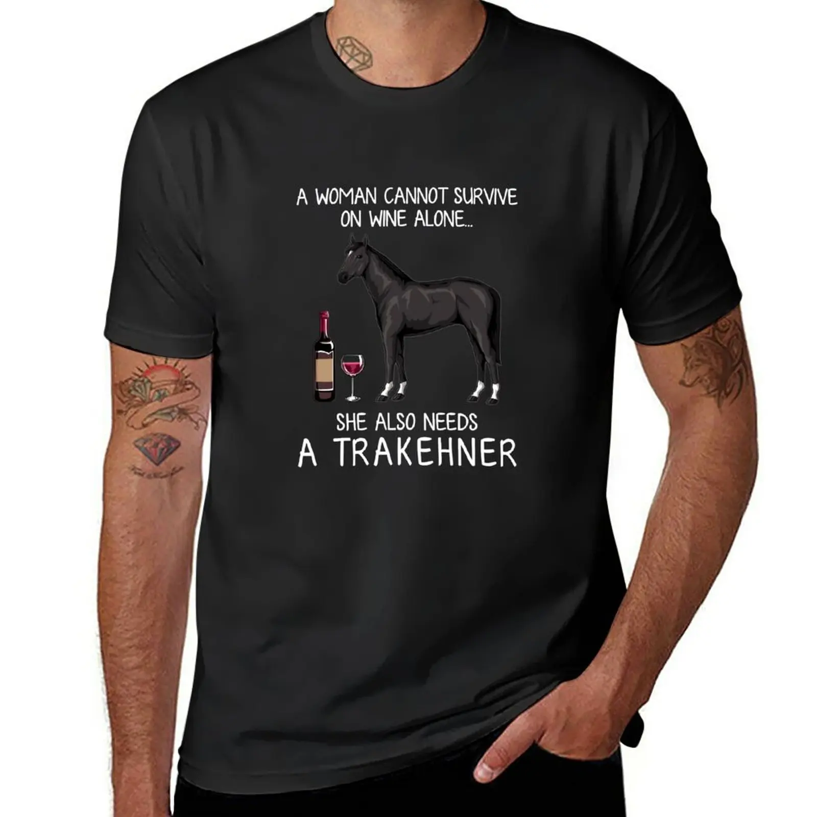 

Новинка, футболка Trakehner с рисунком лошади и винного вина для мальчика, индивидуальные футболки, одежда для мужчин