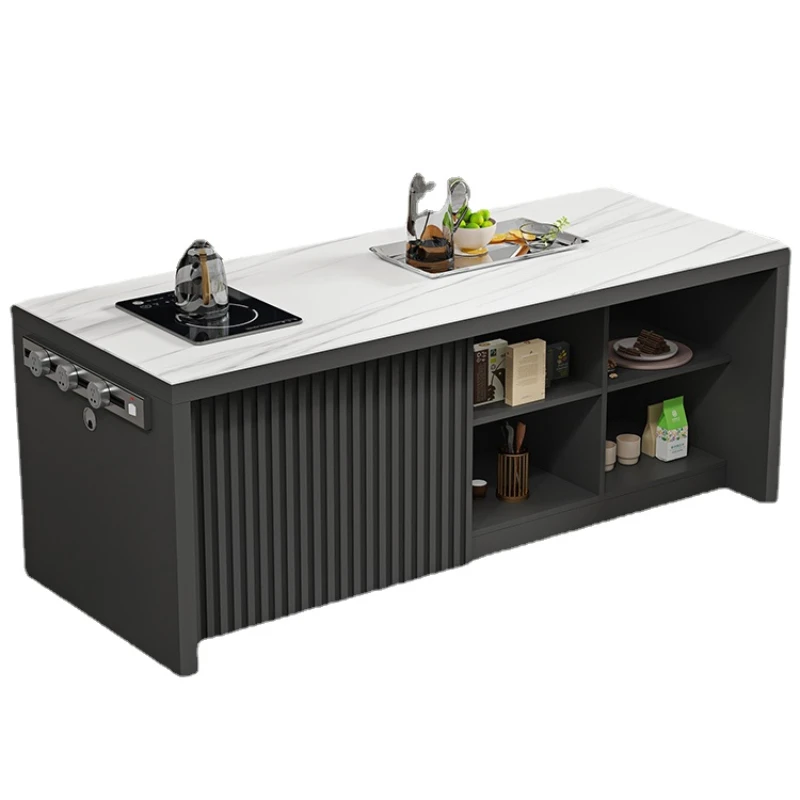 

ZC Minimalist Middle Island Table Stone Plate Dining Table Rectangular Integrated Home