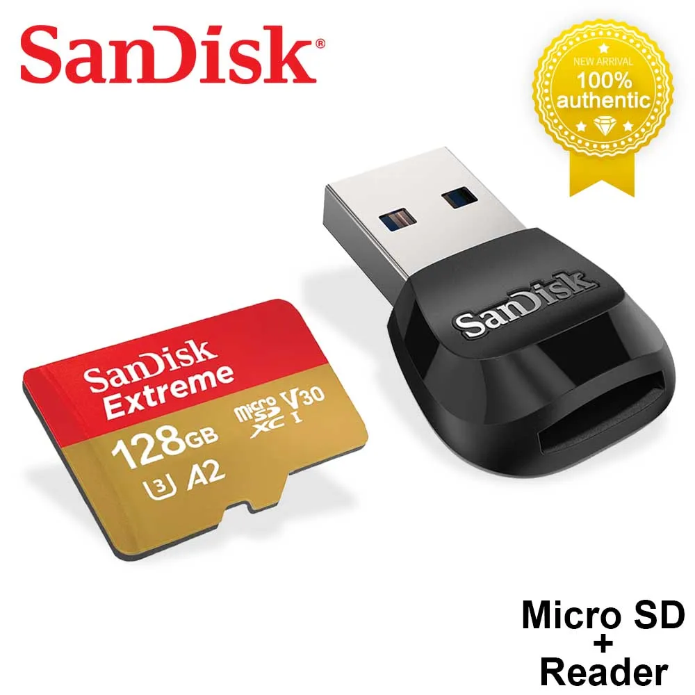 SanDisk A2 Extreme Micro SD Card MobileMate USB 3.0 microSD Card Reader Memory Cards C10, U3, V30, 4K TF Card for Camera Drone 