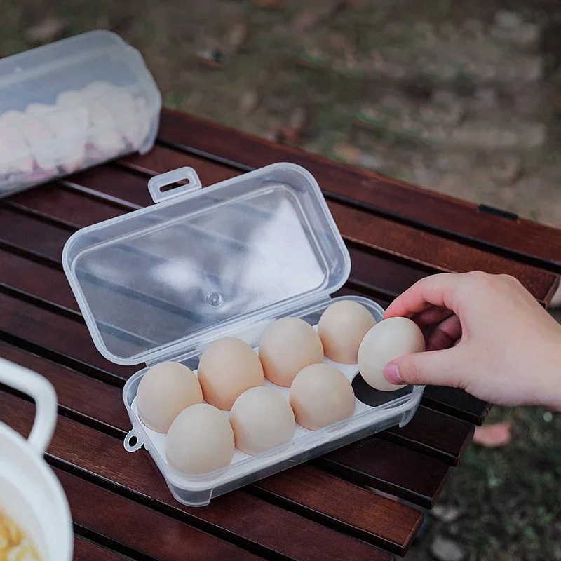 Portable Shockproof Eggs Box 3/4/8 Grids Storage Container Egg Holder Transparent Kitchen Organizer for Outdoor Camping Picnic 2