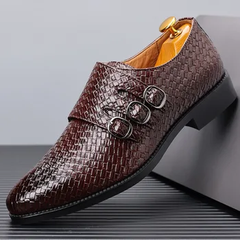 Knit Men's Leather Shoes Formal Business Dress Shoes for Men Classic Casual Luxury Formal Shoes Derby Party Oxford Men Footwear