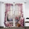 2pcs European Style Retro 3D Printed Translucent Curtains Multi-scene Polyester Rod Pocket Decorative Curtains For Living Room 5